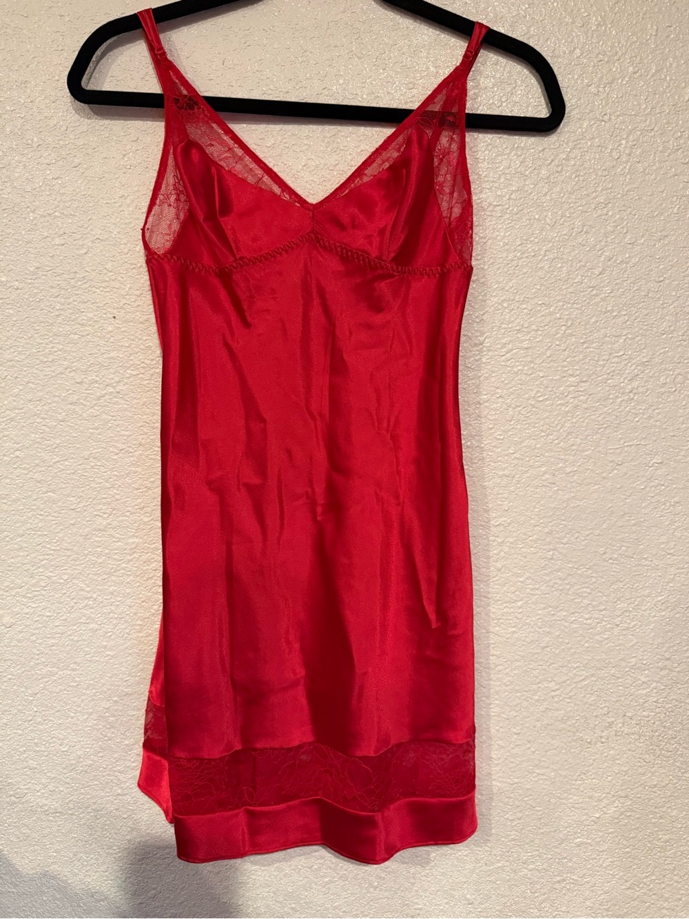 Victoria's Secret Red Satin Lace Chemise